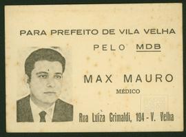 Max Freitas Mauro em foto e “Santinho” para campanha